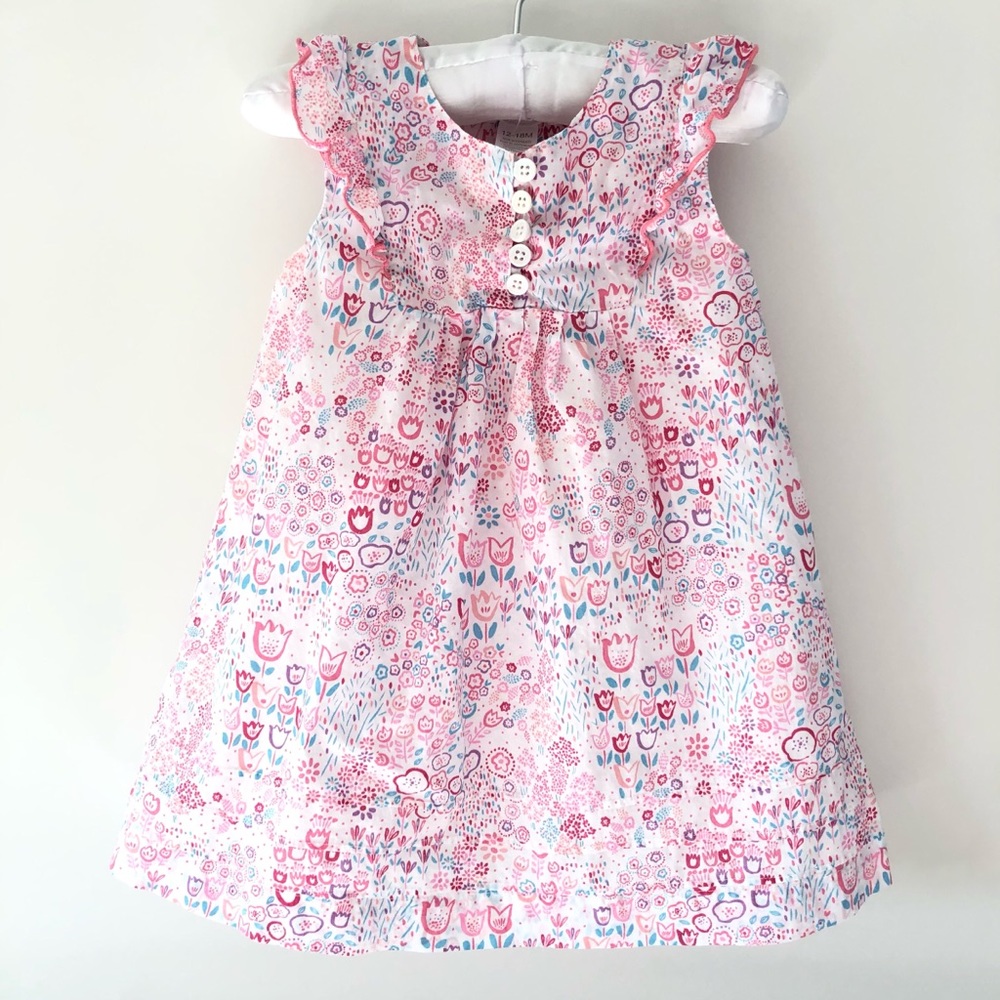 Angel Dear | girl floral dress set 12-18M